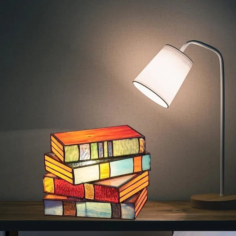 🎁-📚Stained Glass Stacked Books Lamp